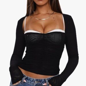 Elegant Black Long Sleeve Women's Top
